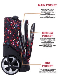 Wires 3 Piece Kids School Trolley Bag laptop compartment Big Wheels With Lunch bag & Pencil Case  - Image 2