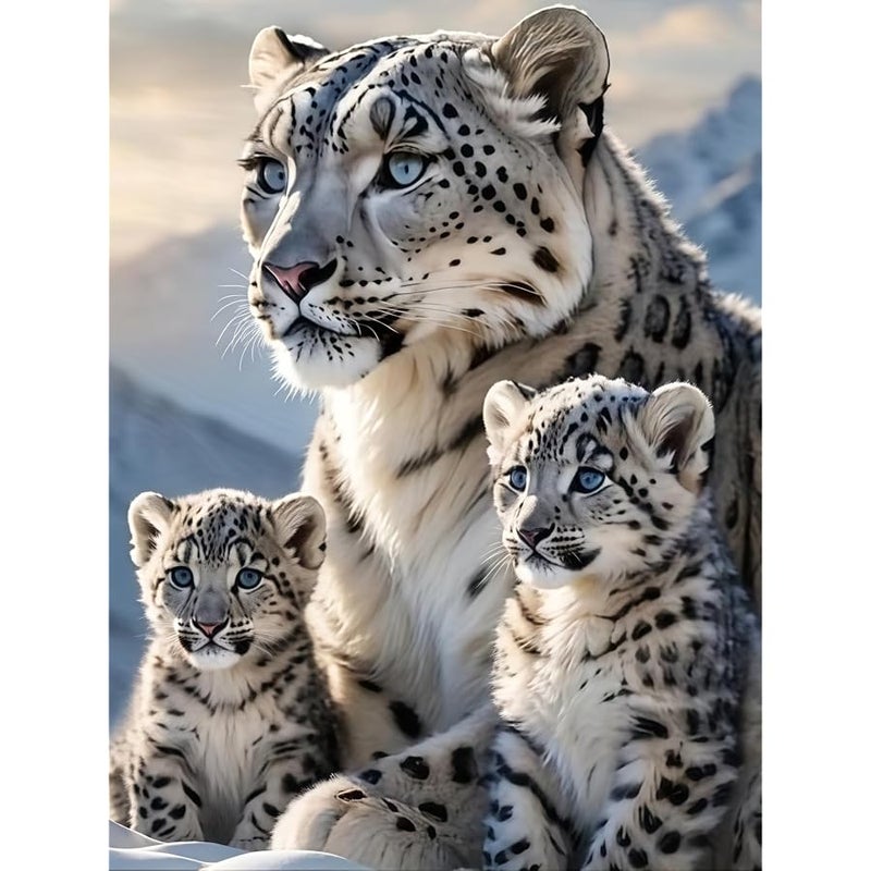 Mosaflare 5D Diamond Painting Kits for Adults, White Tigers Diamond Art for Beginners, DIY Full Round Drill Paint by Diamonds Dot Gem Art for Adults, Home Wall Decor 12x16 Inch - Image 1