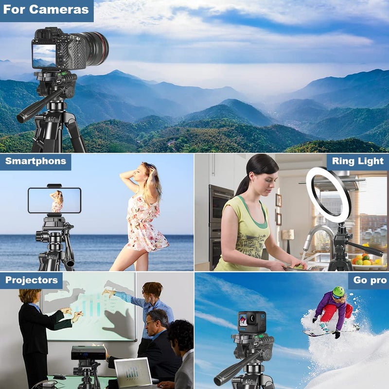 Adofys 70” Aluminium Camera Tripod with Travel Bag and Phone Holder |Operating Height: 70 inch | Maximum Load Capacity up to 5kg | Compatible with All Cameras, Cell Phones, Projector, Webcam - Image 4