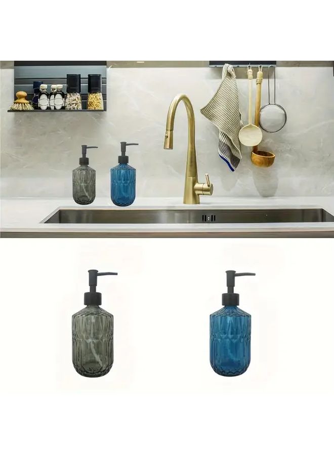 Green Heavy Duty Glass Soap Dispenser 18oz Shatterproof Refillable Bottle Anti Rust Pump Leakproof Design For Bathroom Kitchen Hand Soap Dish Soap Lotion Detergent Home Office Hotel Countertop Organizer - Image 1