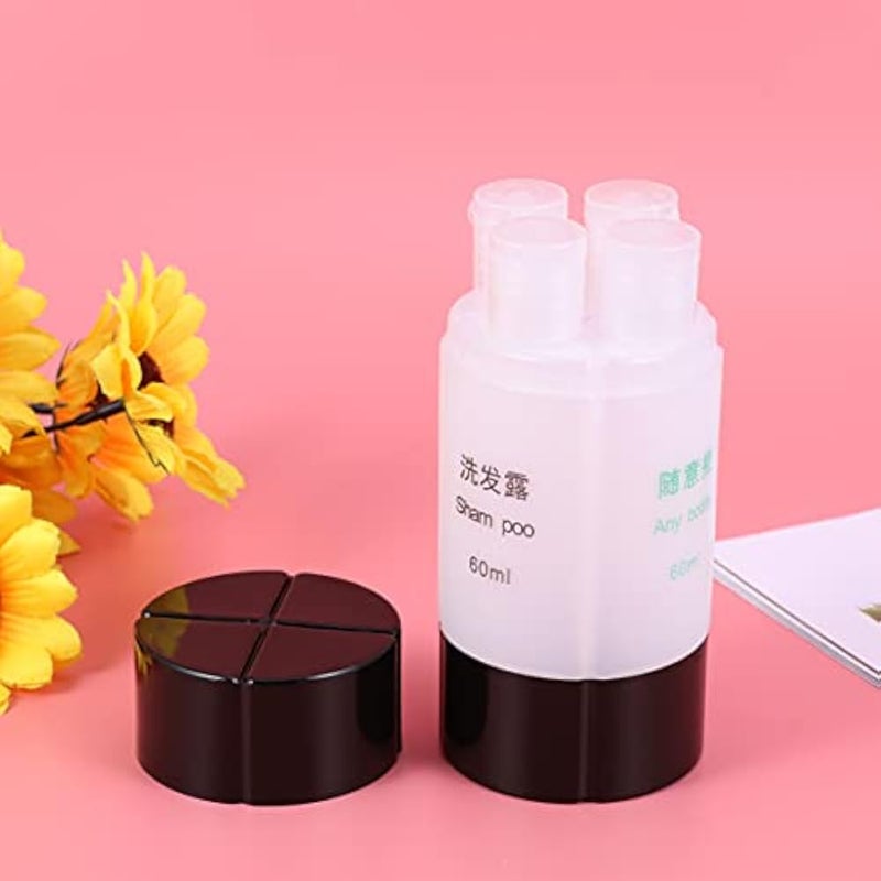 OSALADI 1Pcs 4- in- 1 Travel Bottle Set 60ml Leakproof and Refillable Dispenser No BPA Cosmetic Toiletry Containers for Shampoo Lotion Soap (Black) - Image 4