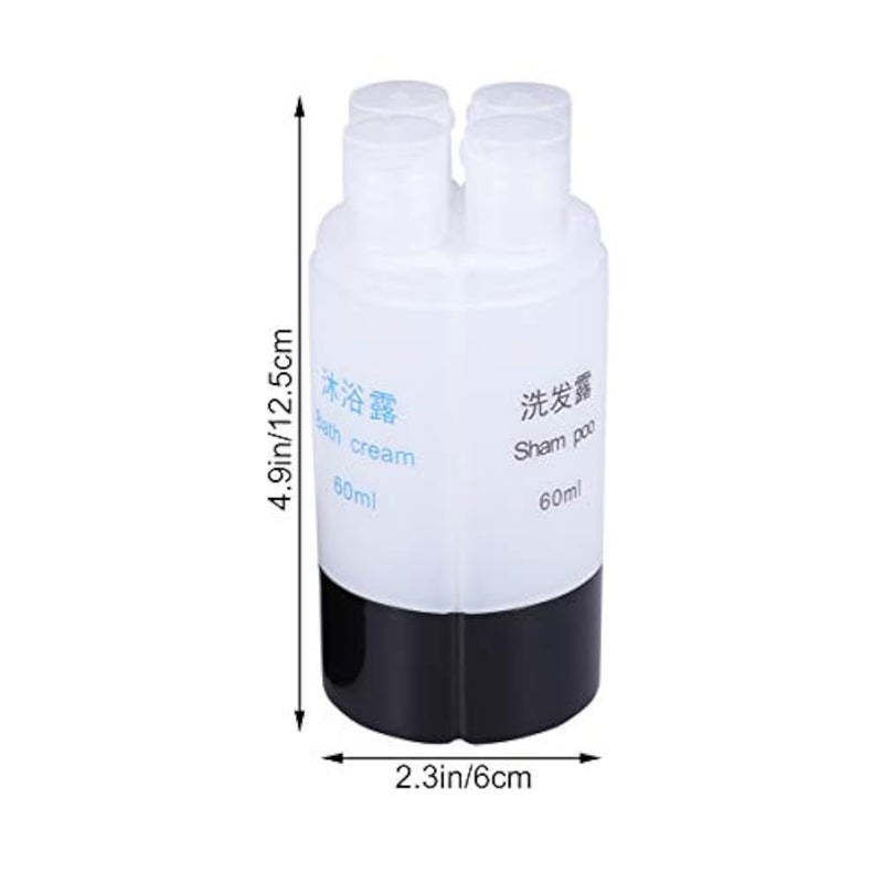 OSALADI 1Pcs 4- in- 1 Travel Bottle Set 60ml Leakproof and Refillable Dispenser No BPA Cosmetic Toiletry Containers for Shampoo Lotion Soap (Black) - Image 2
