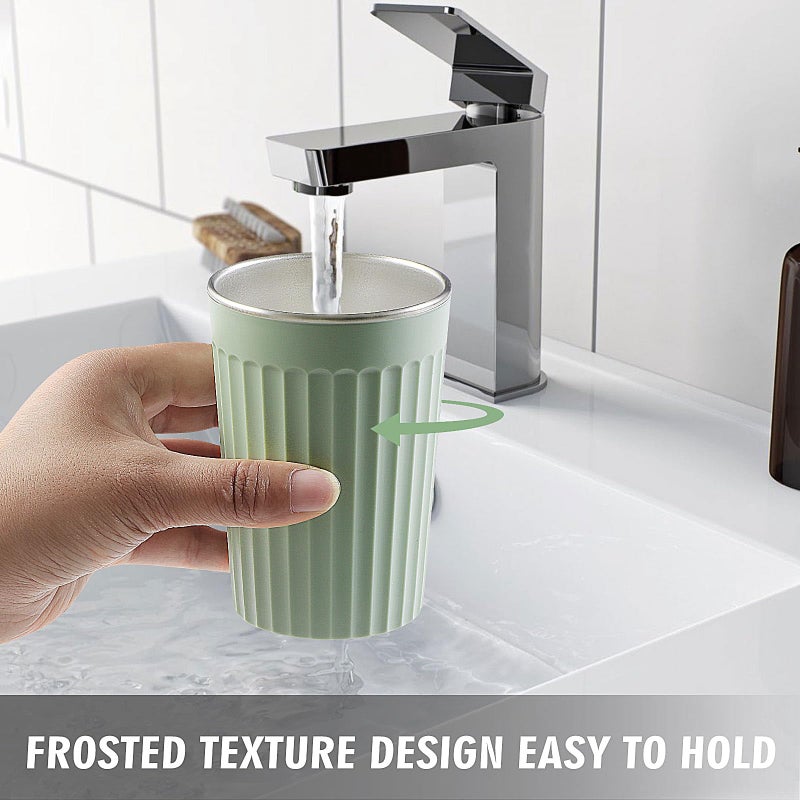 Elivida Toothbrush Holder for Bathroom-12oz Unbreakable Stainless Steel Bathroom Cup,Easy to Clean Toothbrush Cup, Reusable Bathroom Tumbler Cups for Home/School/Office(3" x 4.5" Green) - Image 3