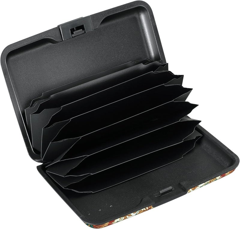 ELFISH Mini RFID Aluminum Wallet Credit Cards Holder Business Card Case Metal ID Case for Men Women(Carpet Pattern) - Image 2