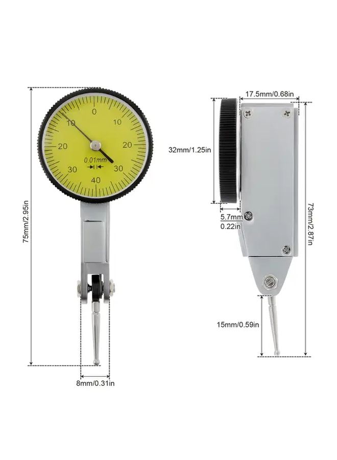 Aluminum Alloy Dovetail Rail Dial Indicator With Lever 0 8mm High Precision Gauge - Image 2