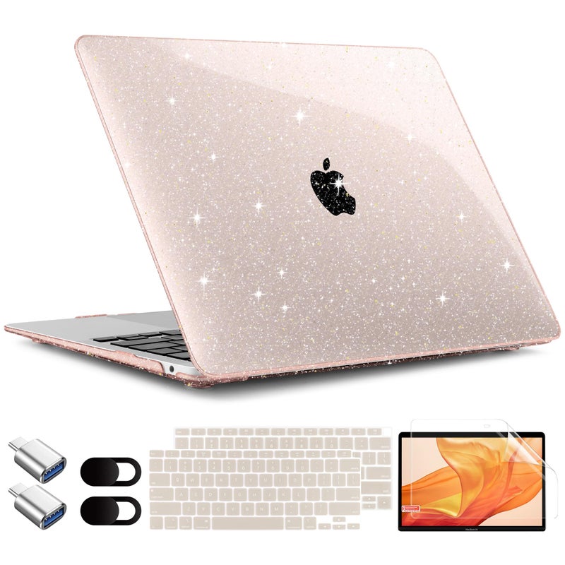 TWOLSKOO for MacBook Air 133 inch Case 20212018 M1 A2337 A2179 A1932 with Retina Display Plastic Hard Shell Case with Keyboard Cover Type C Adapter 2 Pack Camera Cover Starlight - Image 2