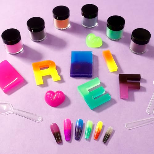 Renfio 6 Colors Thermochromic Pigment Powder,18g/0.63oz Color Changing Powder Temperature Activated at 88℉/31℃,Thermochromic Pigment 3g Each for Epoxy Resin,Slime,Nail,Tumblers,Paint,Fabric,Dye - Image 5