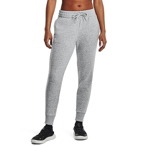 Under Armour Womens Rival Fleece Joggers, (012) Mod Gray Light Heather / / White, Large - Image 1