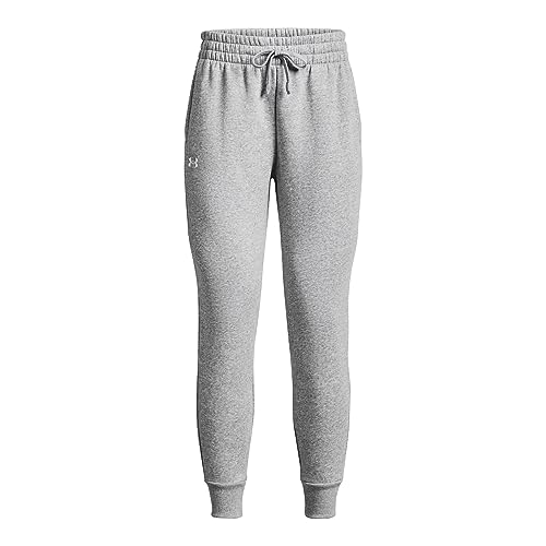 Under Armour Womens Rival Fleece Joggers, (012) Mod Gray Light Heather / / White, Large - Image 4