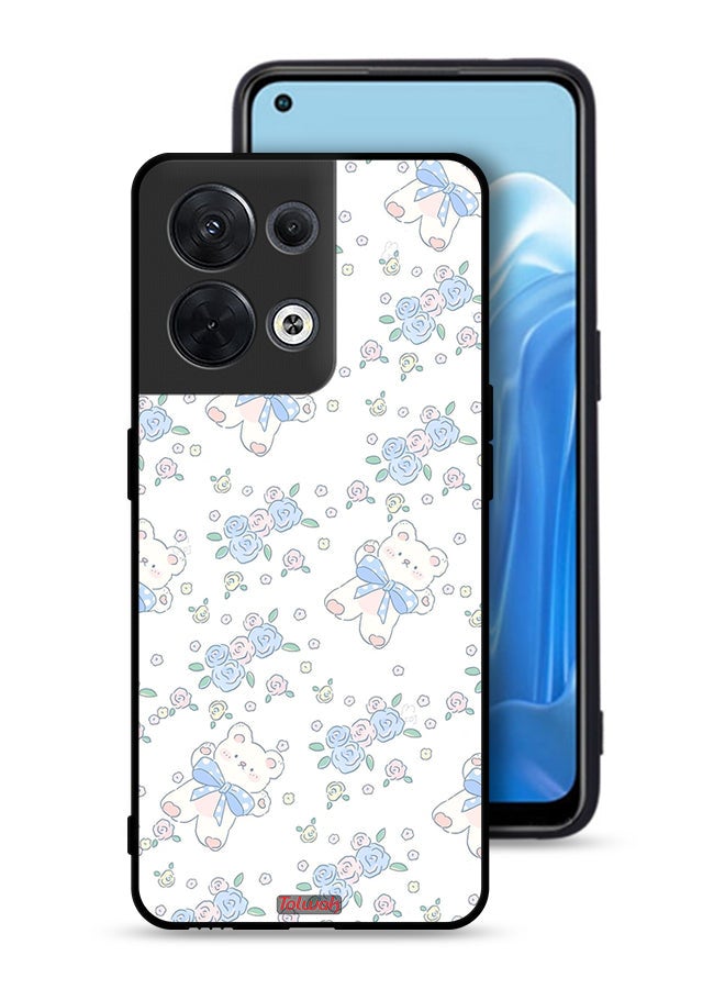 Tolwak Oppo Reno8 5G Protective Case Cover Cute Teddy Bear And Flowers Icon - Image 1