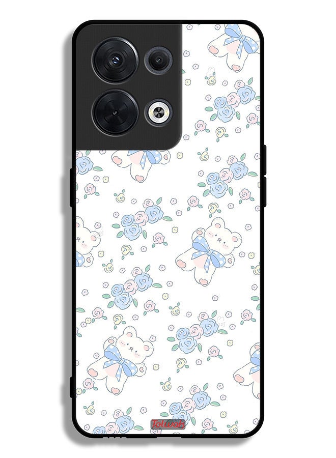 Tolwak Oppo Reno8 5G Protective Case Cover Cute Teddy Bear And Flowers Icon - Image 2