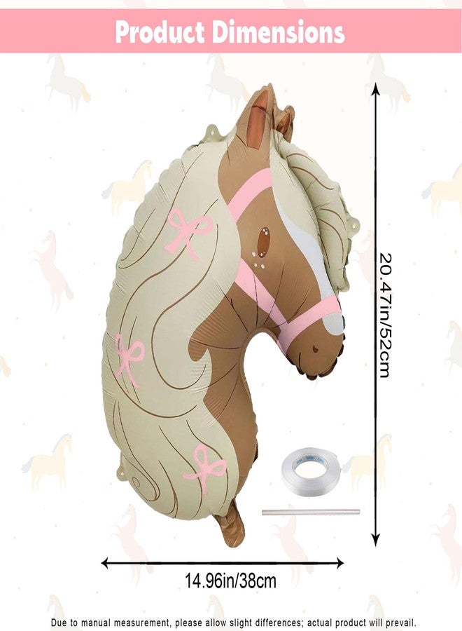 Ysqool 4Pcs Cowgirl Balloons, Horse Balloons with Pink Bow Printed, Horse Head Shaped Foil Balloon for Cowgirl Western Theme First Rodeo Baby Shower Birthday Party Decorations Supplies - Image 2
