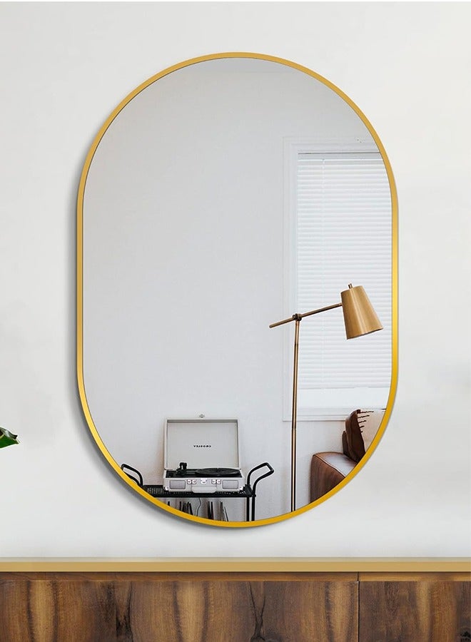 Wall Mounted Bathroom Mirror Round Corners Vanity Makeup Mirror Vertical or Horizontal Hanging for Bathroom Bedroom Dressing Table Wall (50 * 83cm, Gold)  - Image 3