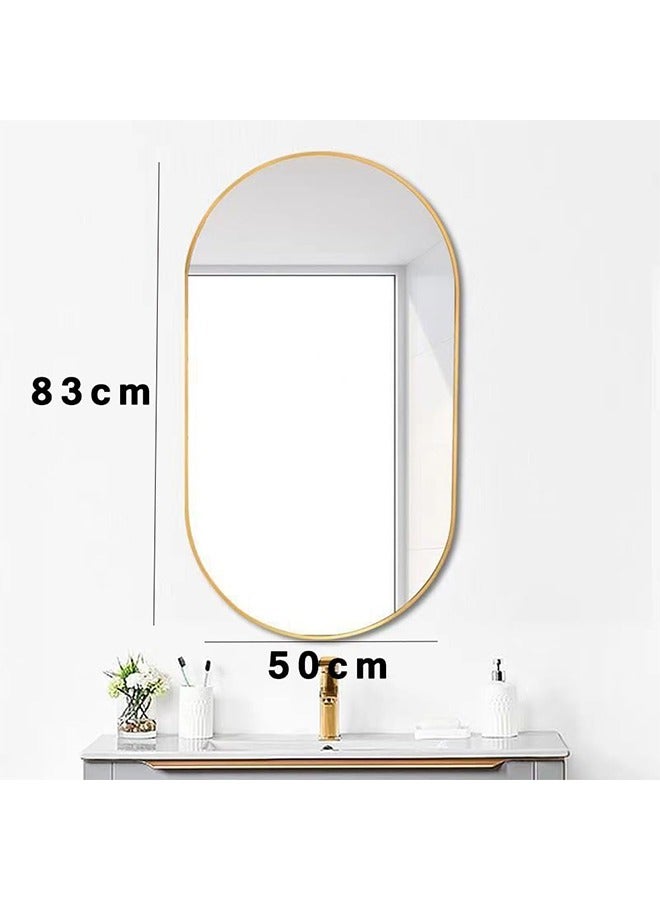 Wall Mounted Bathroom Mirror Round Corners Vanity Makeup Mirror Vertical or Horizontal Hanging for Bathroom Bedroom Dressing Table Wall (50 * 83cm, Gold)  - Image 4