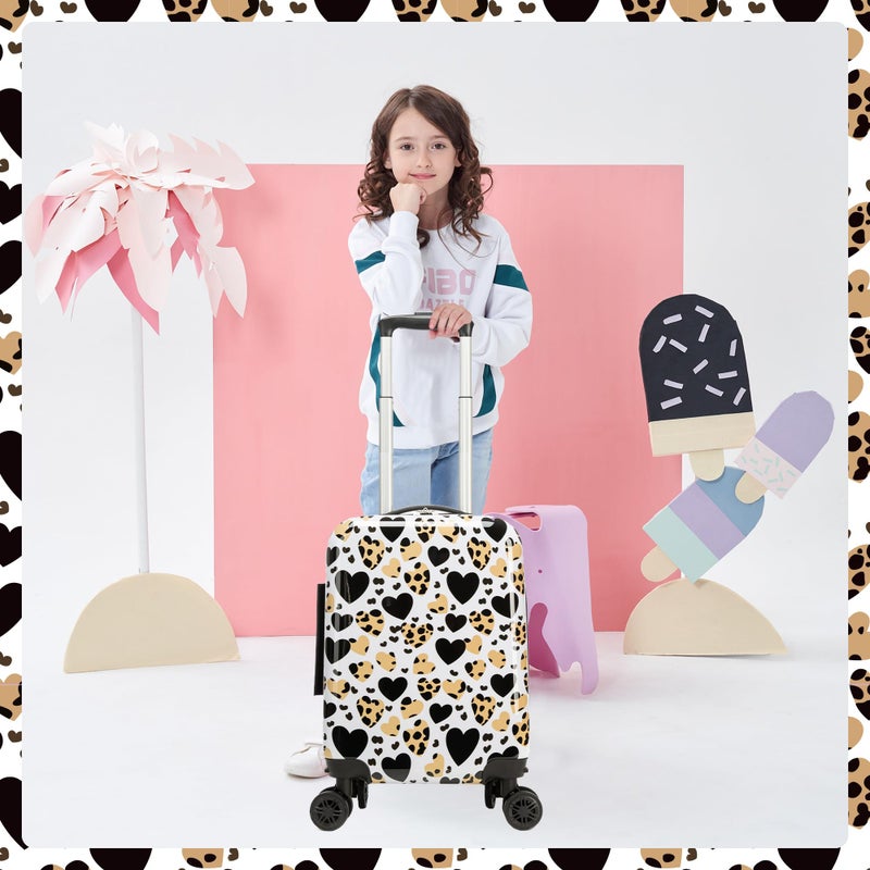 Inprof Kids Luggage with Spinner Wheels Carry on Suitcases for Girls 2 Piece Luggage Sets 16" Toddler Suitcase for Kids Rolling Suitcase Airline Approved (Brown Leopard) - Image 5