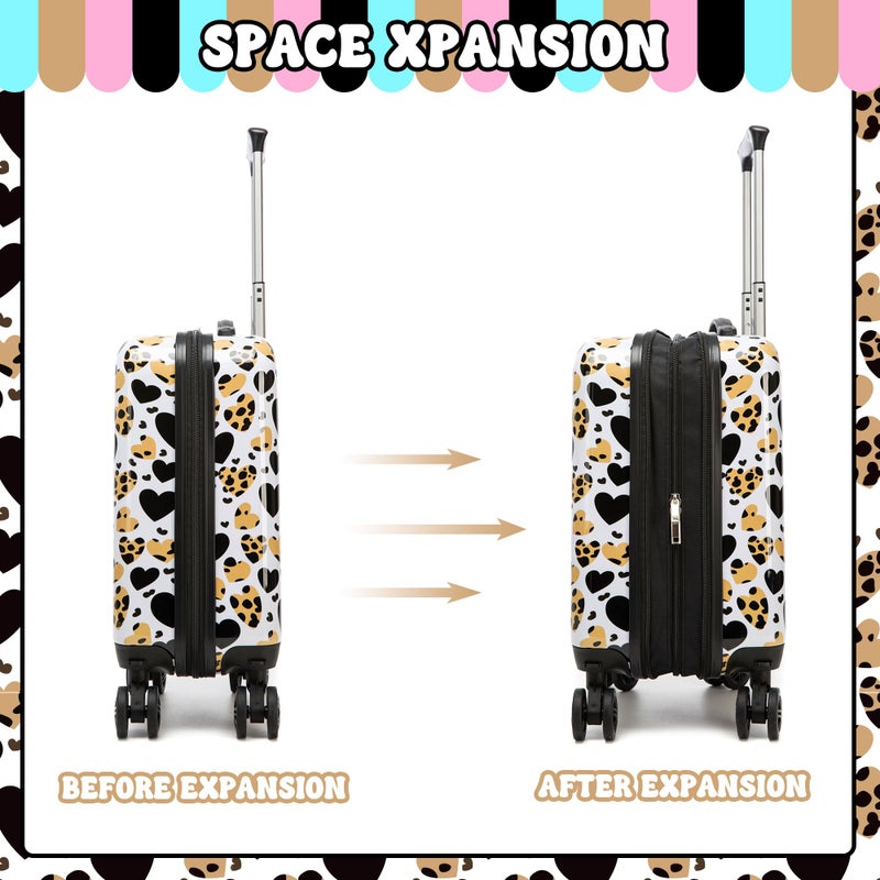 Inprof Kids Luggage with Spinner Wheels Carry on Suitcases for Girls 2 Piece Luggage Sets 16" Toddler Suitcase for Kids Rolling Suitcase Airline Approved (Brown Leopard) - Image 4