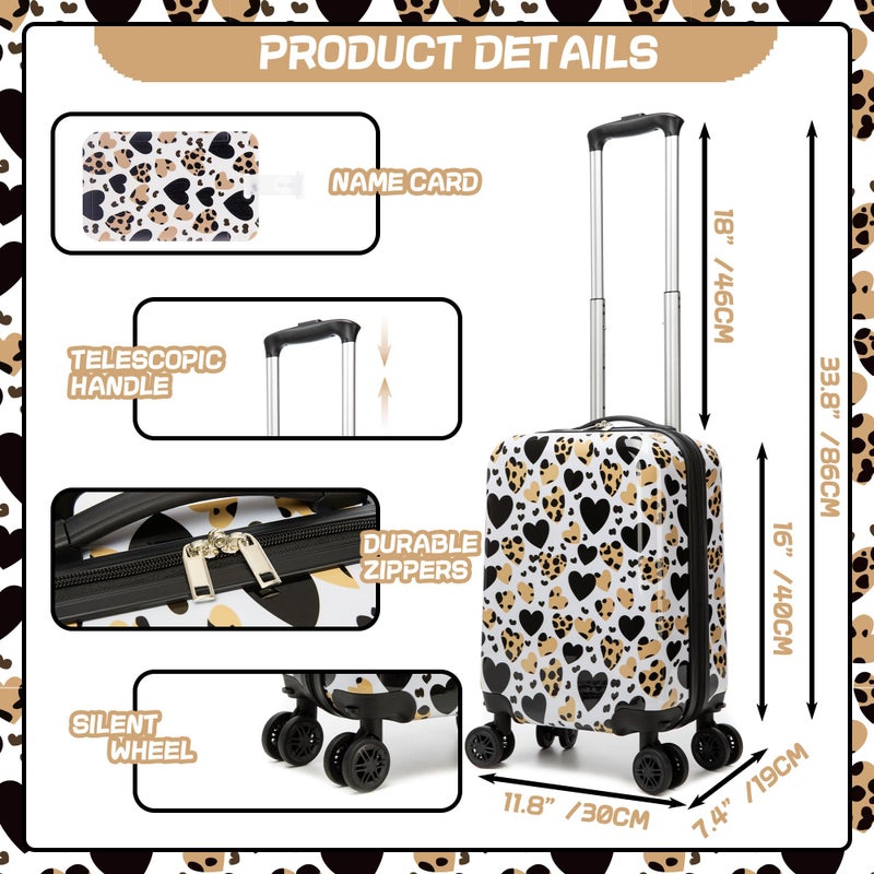Inprof Kids Luggage with Spinner Wheels Carry on Suitcases for Girls 2 Piece Luggage Sets 16" Toddler Suitcase for Kids Rolling Suitcase Airline Approved (Brown Leopard) - Image 2
