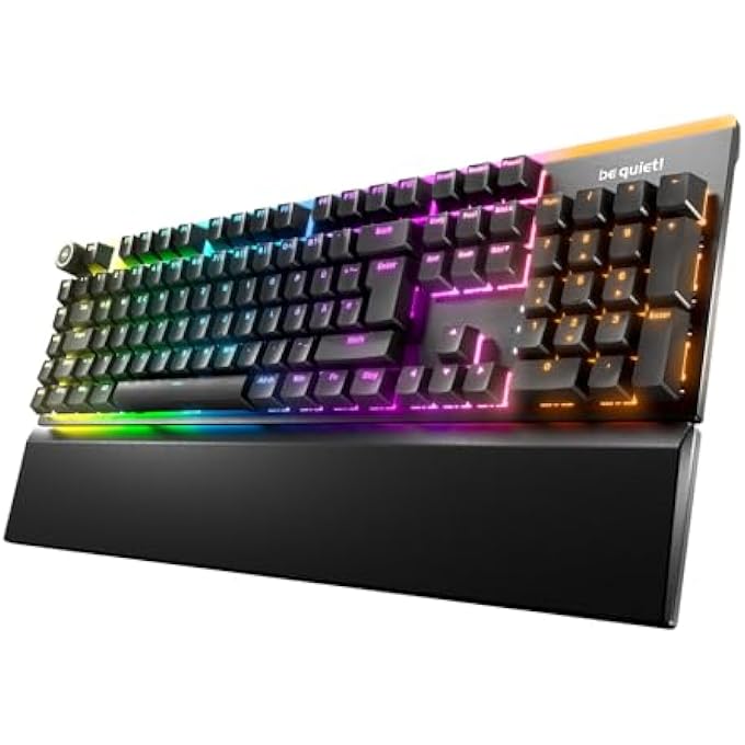 be quiet! LIGHT MOUNT SILENT LINEAR FR ISO KEYBOARD, MECHANICAL SWITCHES, 3 FOAM LAYERS, EXTRA-QUIET, PRE-LUBRICATED SWITCHES, DOUBLE LAYER PBT KEYS, 3D MEDIA WHEEL ARGB DIFFUSER - Image 1
