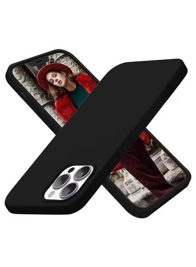 IAF IPhone 12 Pro Max Protective Ultra Slim Fit Case Liquid Silicone Gel Cover with Full Body Protection Anti-Scratch Shockproof Case For iPhone 12 PROMAX Liquid Silicon Black - Image 3