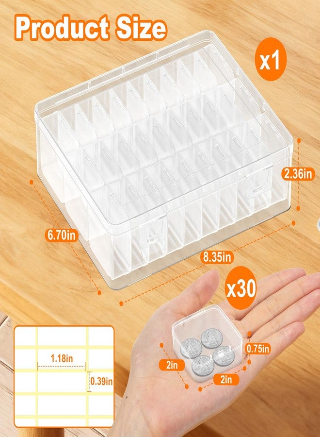 Profasion Bead Organizer Box, 30 Pcs Clear Plastic Storage Containers Features Hinged Lid and Labels, Craft Storage Box for Jewelry, Diamonds, Clay Beads, Bracelets, Screws, Seeds, Small Parts - Image 2