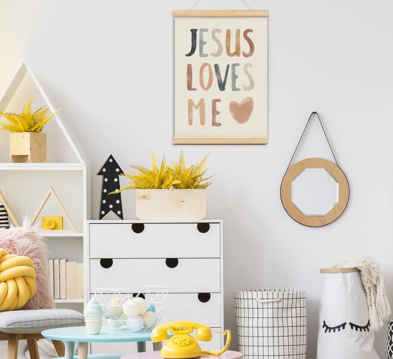 foedor Christian Jesus Nursery Wall Art Decor, Christian Jesus Kids Wall Art Decor, Boho God Decorations For Baby Girls Boys Room Bedroom Bathroom Classroom Church Wood Posters Framed 12X16 In Set Of 2 - Image 3