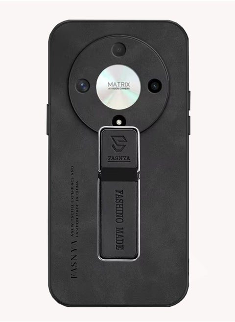 HONOR X9C Mobile Phone Case Black Fashion Leather Design Shockproof with Holder