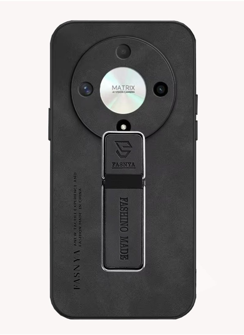 Generic - HONOR X9C Mobile Phone Case Black Fashion Leather Design Shockproof with Holder - Image 1