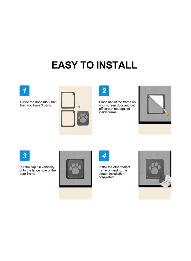SYOSI Pet Screen Door Inside for Cat Lockable Flap Sliding Doggy Magnetic Small Dog Gate 24*29cm - Image 5