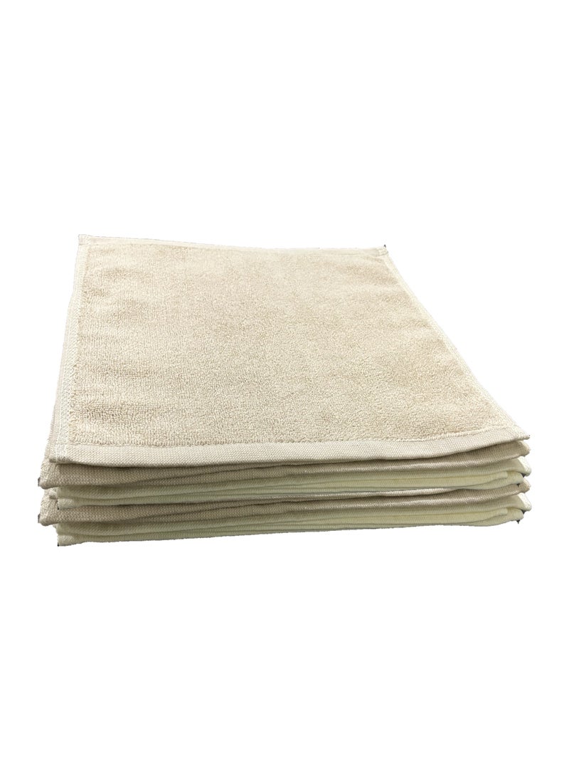 MAXQON Pack Of 10 - Face Towel - 100% Cotton Small Size (30x30cm) Highly Absorbent And Super Durable, Color Beige  - Image 1