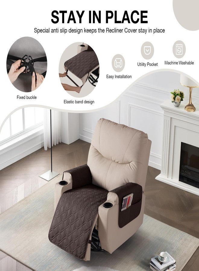 VANSOFY أغطية كراسي استرخاء من فانسوفي، غطاء مقعد مقاوم للماء بنسبة 100% مع غطاء مسند للذراعين، غطاء كرسي استرخاء مانع للانزلاق، واقي أثاث، غطاء قابل للغسل مع جيب للحيوانات الأليفة والكلاب (شوكولاتة، 22 بوصة). - Image 2