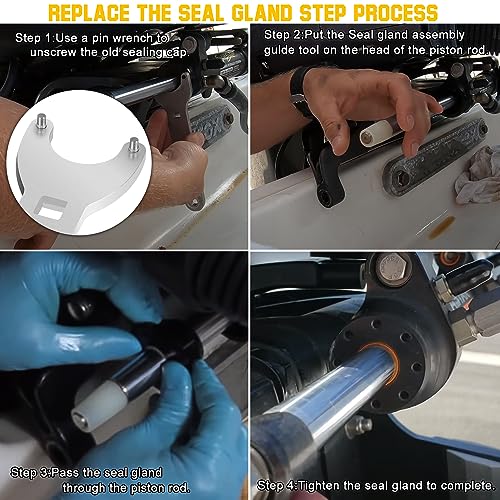 Danti HC5345 Seal Kit For SeaStar Hydraulic Steering Cylinder Seal Kit with Pin Wrench HS5157 compatible with HC5340, HC5341, HC5342, HC5343, HC5344, HC5345,HC6750, HC6751 - Image 4