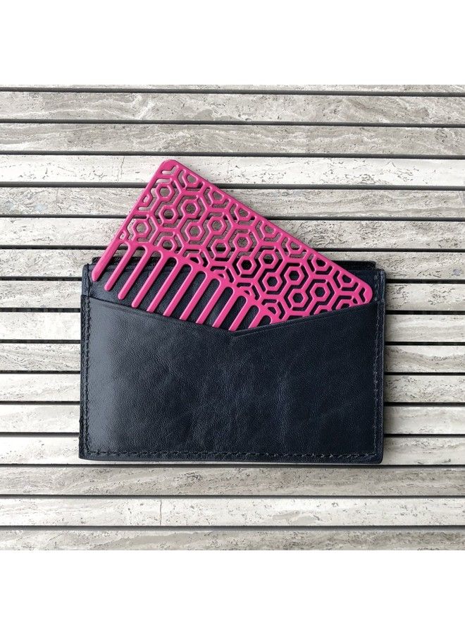 go-comb Wallet Sized Hair & Travel Comb Wide Tooth Cerise Hexagon - Image 3