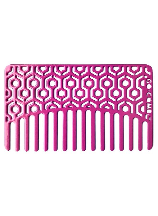 go-comb Wallet Sized Hair & Travel Comb Wide Tooth Cerise Hexagon - Image 2