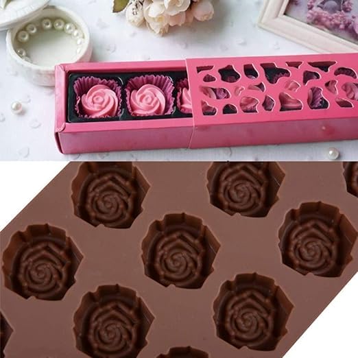 MoldBerry 3 Pack Chocolate Mould Making 3D Heart Shape Rose Shape Chocolate Molds Crayon Candy Gummy Cookie Muffin Cake Cupcake Baking Jelly Ice Cube Mold Flexible Reusable Molds - Image 4