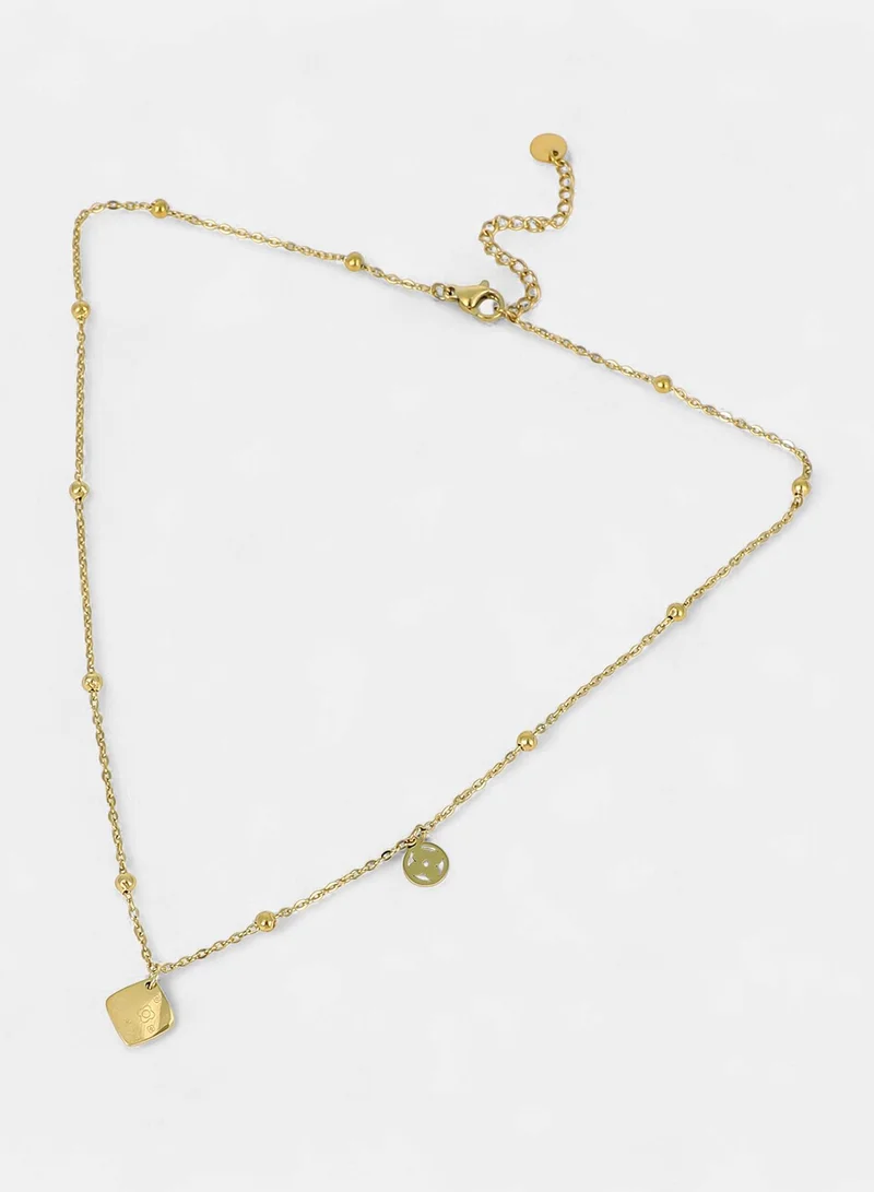 SOHI SOHI Women The Giorno-Clover Jewellery Set | California  Colour | One-Size | Metallic Alloy Material | Lobster Clasp & Push Back Closure | Chain Necklace & Hoop Earrings For Casual & Evening Wear