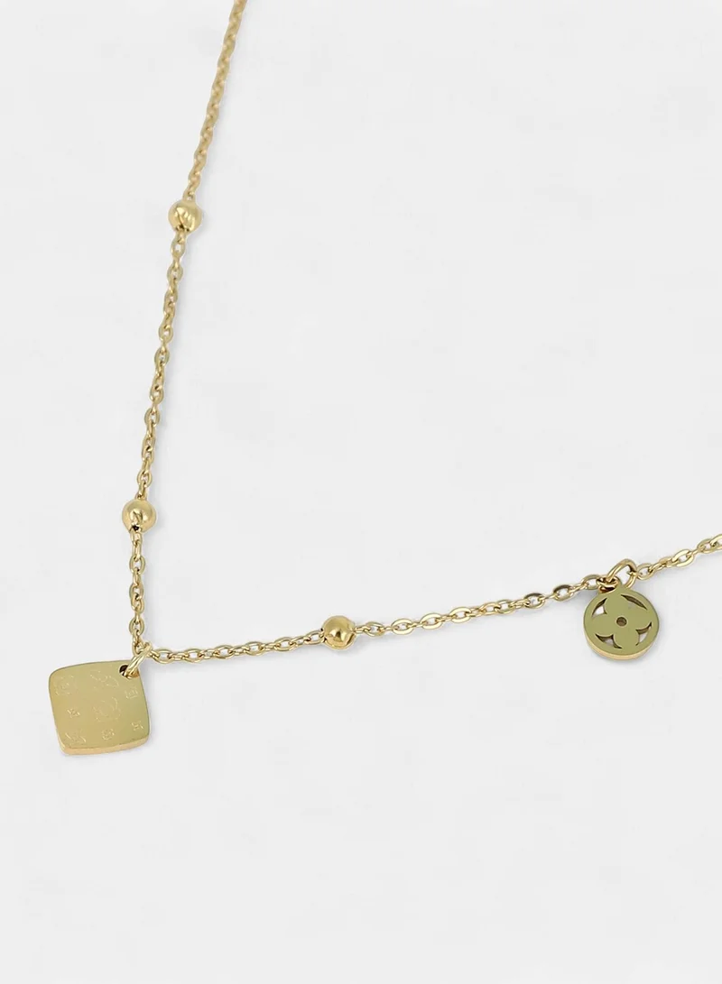 SOHI SOHI Women The Giorno-Clover Jewellery Set | California  Colour | One-Size | Metallic Alloy Material | Lobster Clasp & Push Back Closure | Chain Necklace & Hoop Earrings For Casual & Evening Wear