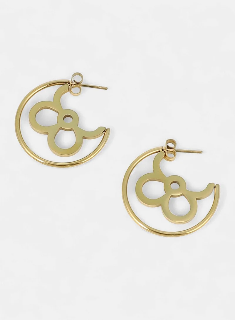 SOHI SOHI Women The Giorno-Clover Jewellery Set | California  Colour | One-Size | Metallic Alloy Material | Lobster Clasp & Push Back Closure | Chain Necklace & Hoop Earrings For Casual & Evening Wear