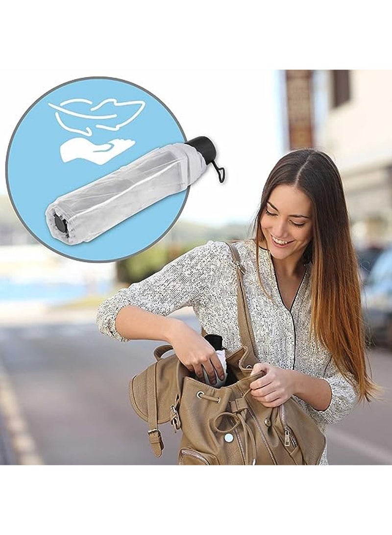 Captaintech Umbrellas Travel Umbrella, Transparent Umbrella Pocket Umbrella, Portable Compact Protection, Light Weight Waterproof, Rain and Sun Umbrella Elegant Umbrella In Transparent - Image 2