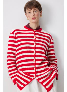 Touche Gold Buttoned Striped Long Cardigan  - Image 1