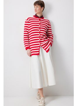 Touche Gold Buttoned Striped Long Cardigan  - Image 3