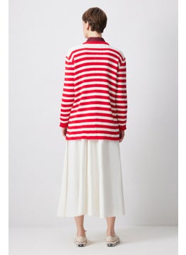 Touche Gold Buttoned Striped Long Cardigan  - Image 4