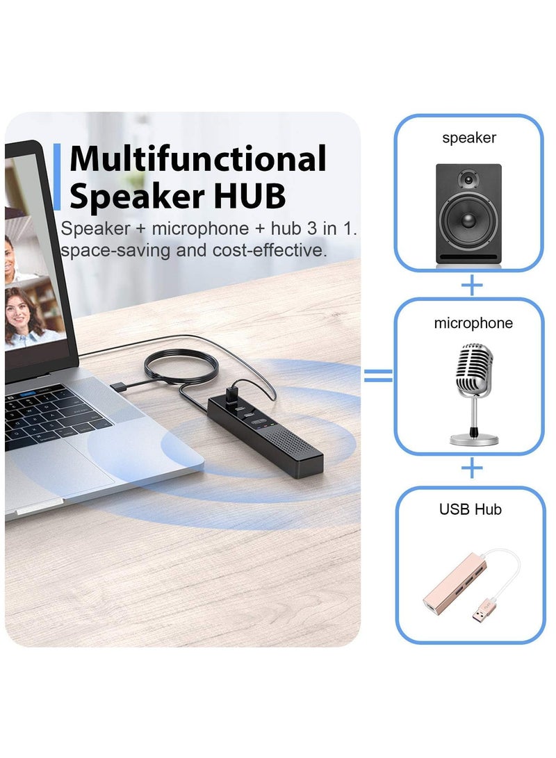 erorex 3-in-1 Computer Speaker with Microphone, USB Powered PC Speakers for Smart Home Office and Online Study, Portable External Desk Speakers with Hubs, Plug & Play - Image 3