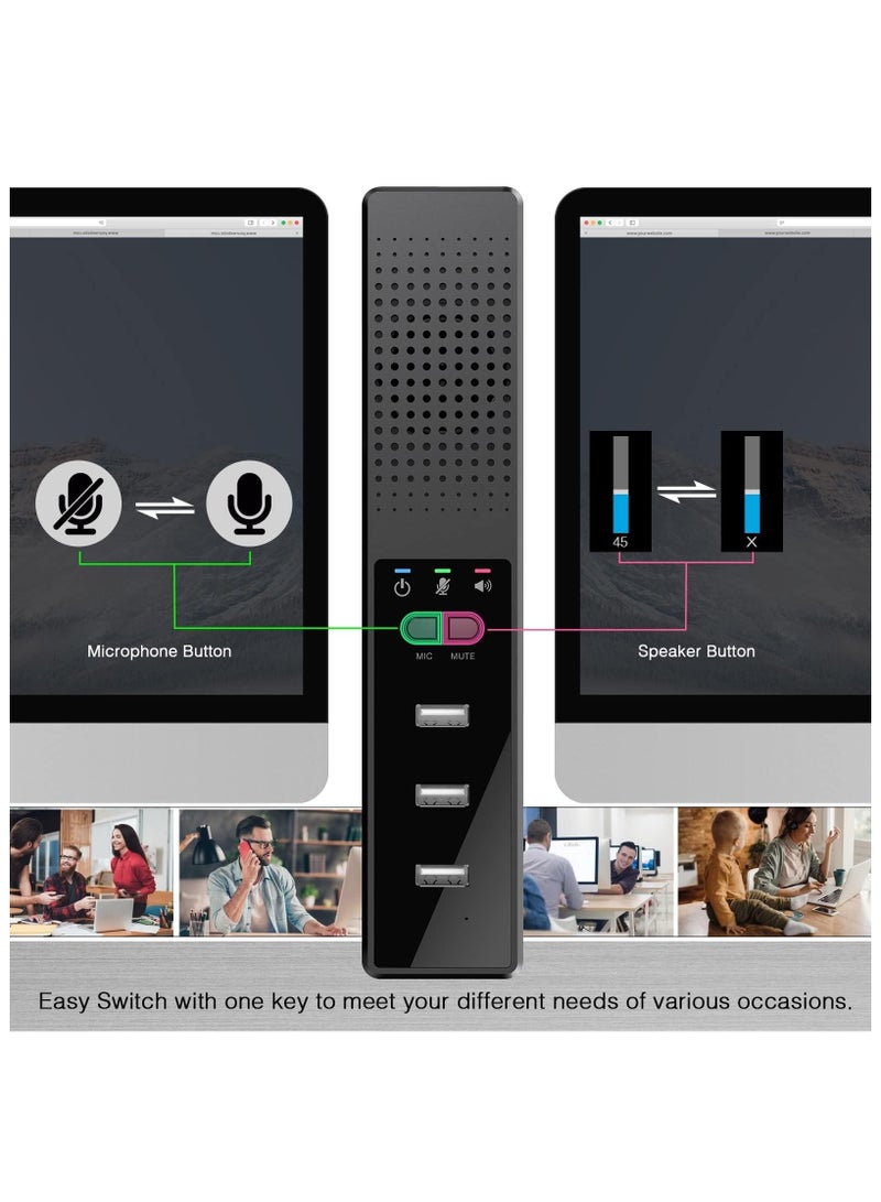 erorex 3-in-1 Computer Speaker with Microphone, USB Powered PC Speakers for Smart Home Office and Online Study, Portable External Desk Speakers with Hubs, Plug & Play - Image 2