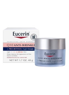 Beauty C Eucerin Q10 Anti-Wrinkle Night Cream, Face Cream with Pro-Retinol, Facial Cream for Sensitive Skin, Improve Fine Lines & Wrinkles, 1.7 Oz/48 g  - Image 1