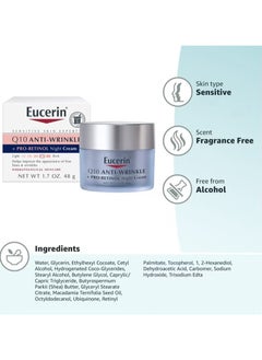 Beauty C Eucerin Q10 Anti-Wrinkle Night Cream, Face Cream with Pro-Retinol, Facial Cream for Sensitive Skin, Improve Fine Lines & Wrinkles, 1.7 Oz/48 g  - Image 4