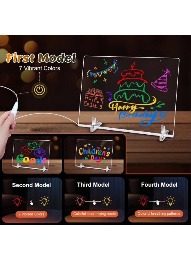 Merry LED Acrylic Dry Erase Note Board, 13.8"x10" Light-Up Message Drawing Board with 7 Colors - Image 4