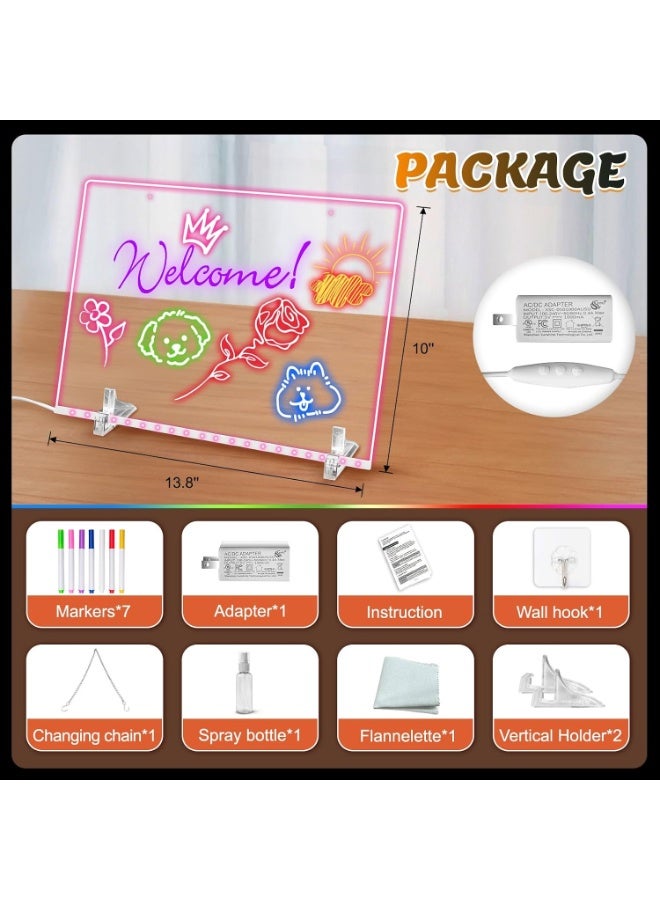 Merry LED Acrylic Dry Erase Note Board, 13.8"x10" Light-Up Message Drawing Board with 7 Colors - Image 5