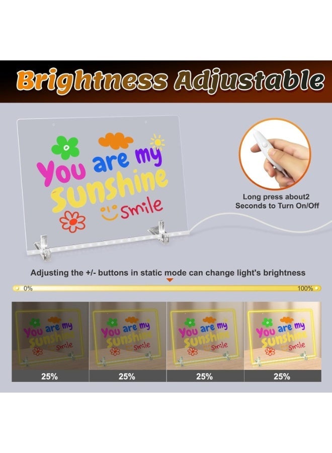 Merry LED Acrylic Dry Erase Note Board, 13.8"x10" Light-Up Message Drawing Board with 7 Colors - Image 2