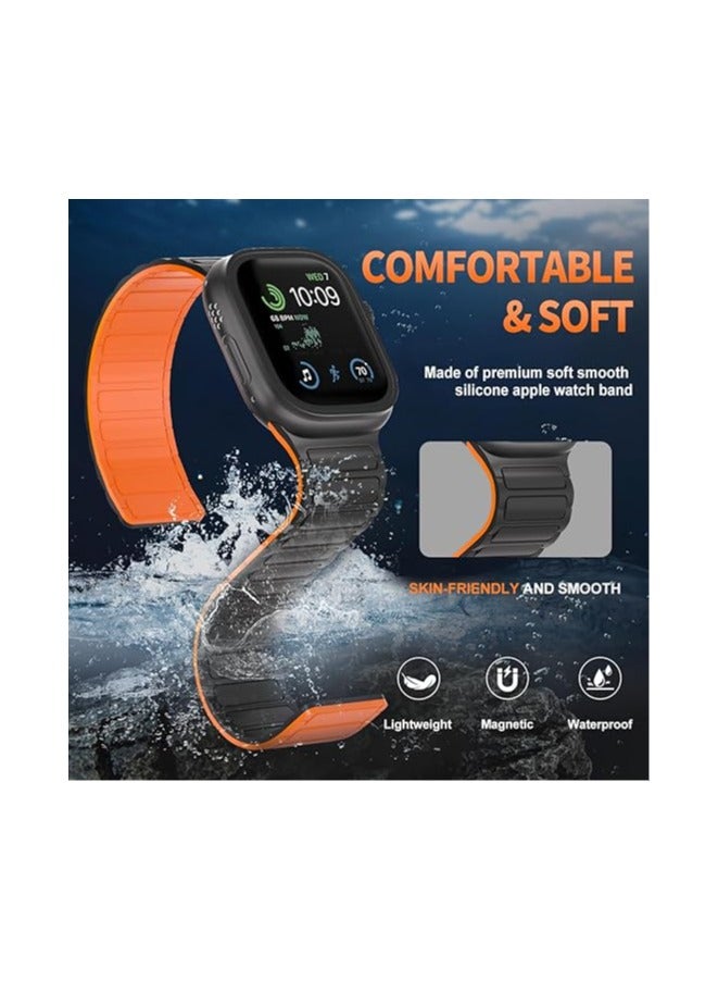 HablTech Magnetic Watch Staps Compatible with Apple Watch Band 44mm 45mm 46mm 49mm Silicone Replacement Wristband Strong Magnetic Attraction iWatch Series11/10/9/8/7/6/5/4/Ultra/Ultra2/Ultra3/SE/SE1/SE2 - Image 3