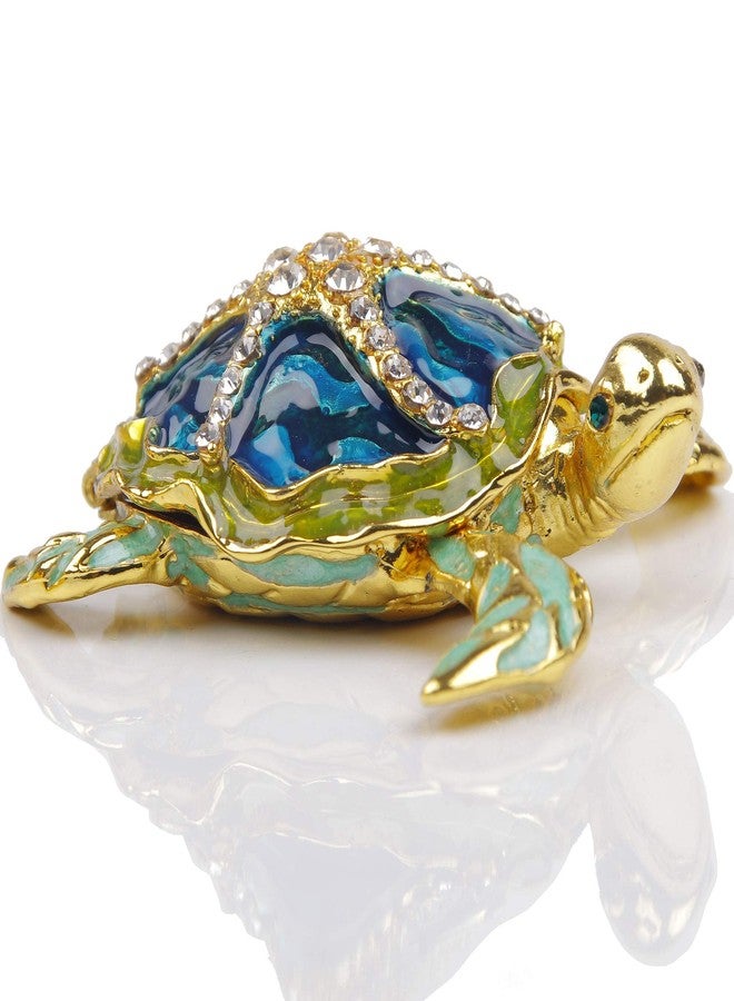 SEVENBEES Sea Turtle Figurine Hinged Trinket Box Decorative Jewelry Boxes with Sea Star Figure - Image 1